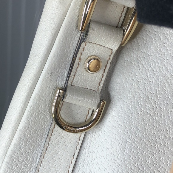 GUCCI Abbey D Ring White Leather Shoulder Bag Tote Vintage Authentic Dust Bag - Picture 7 of 17